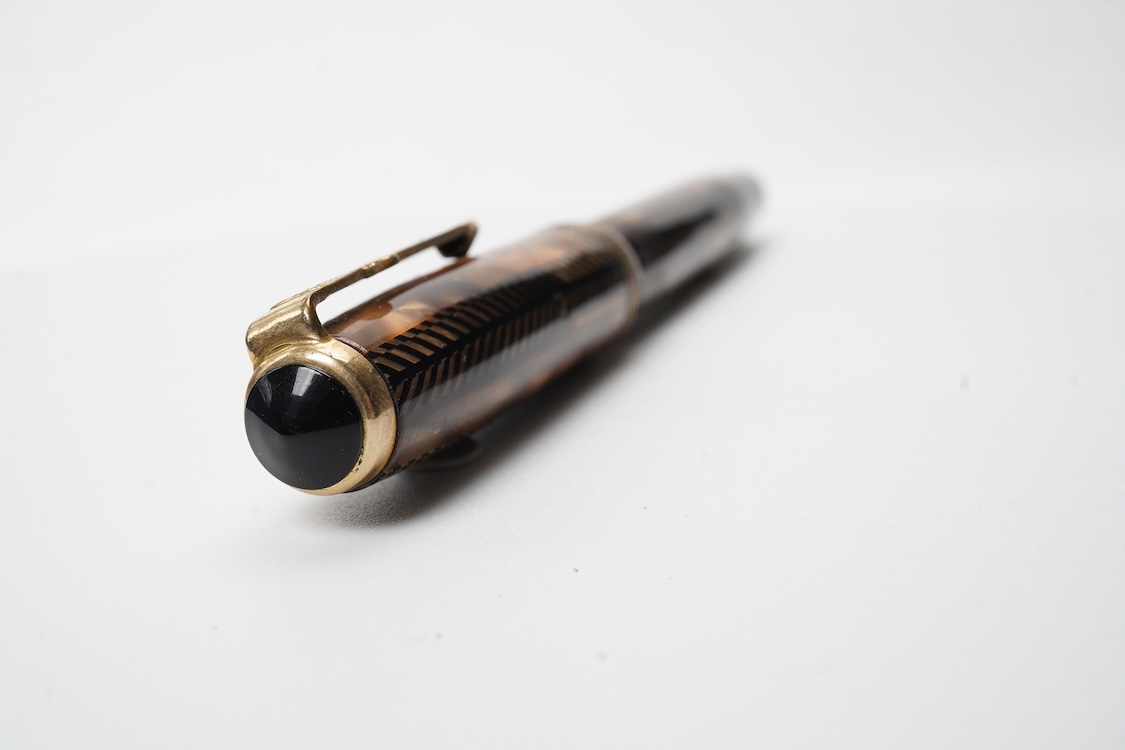 A Parker Challenger in brown and black with 'sword' clip with 14ct. gold nib - USA